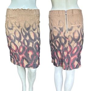 Strenesse Blue - Tan Crinkle Shimmery Avant Garde Above Knee Skirt Size 4